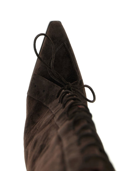 Paris Texas Jane Fold Over Lace Up Boots Brown