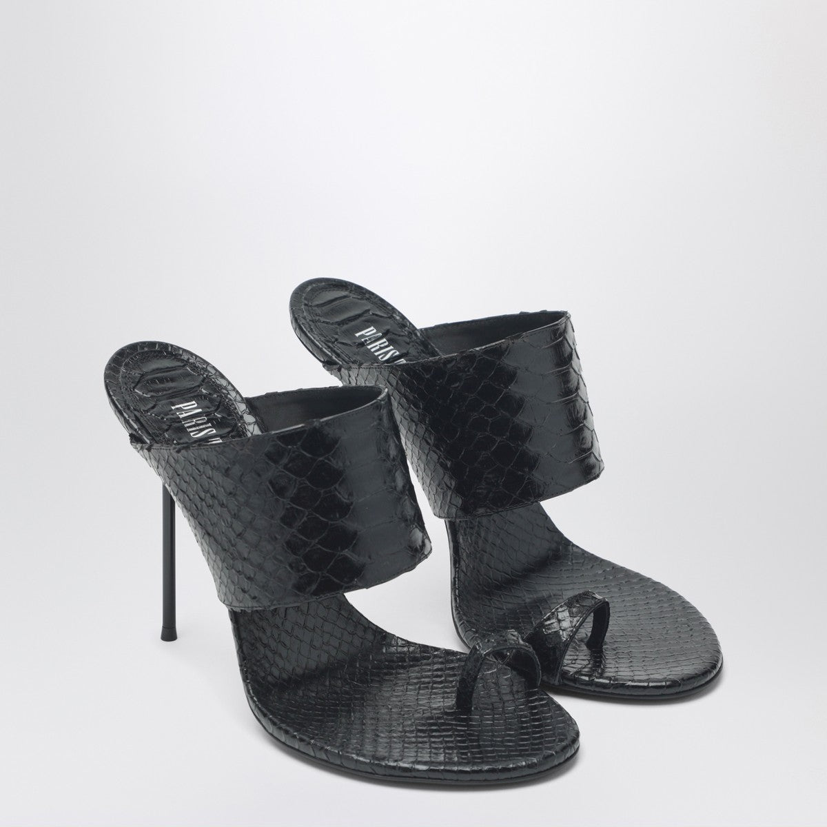 Paris Texas Lidia Python-Effect Thong Mules Black