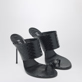 Paris Texas Lidia Python-Effect Thong Mules Black