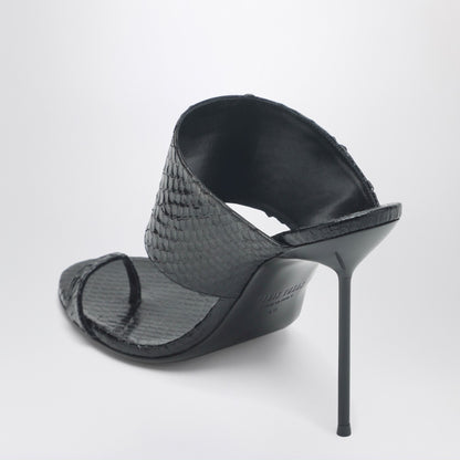 Paris Texas Lidia Python-Effect Thong Mules Black