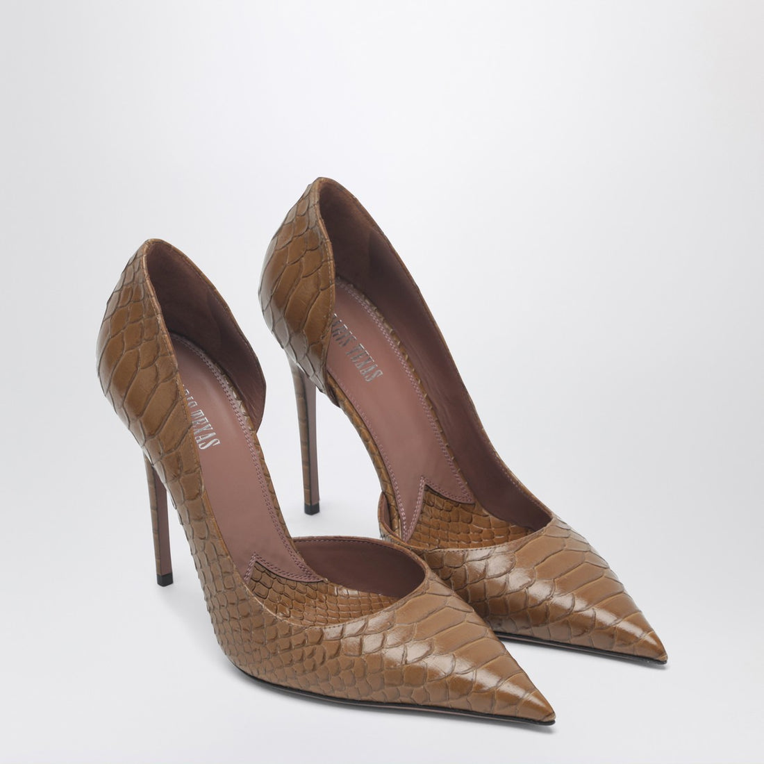 Paris Texas Vera 105 Python Leather Pumps Brown