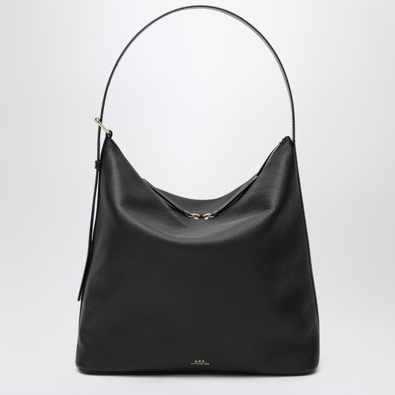 A.P.C. Vera Hammered-Leather Shoulder Bag Black black