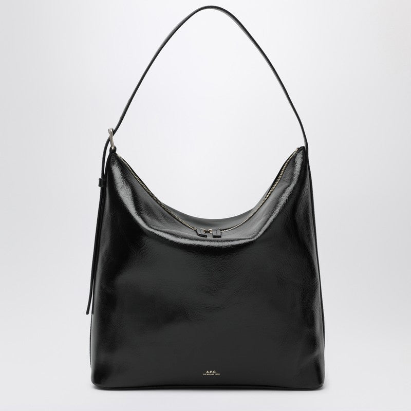 A.P.C. Vera Hammered Leather Shoulder Bag in Beige