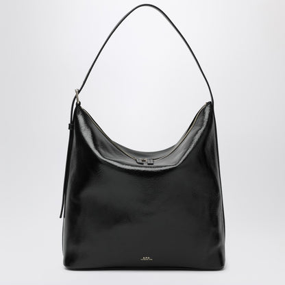 A.P.C. Vera Hammered Leather Shoulder Bag in Beige