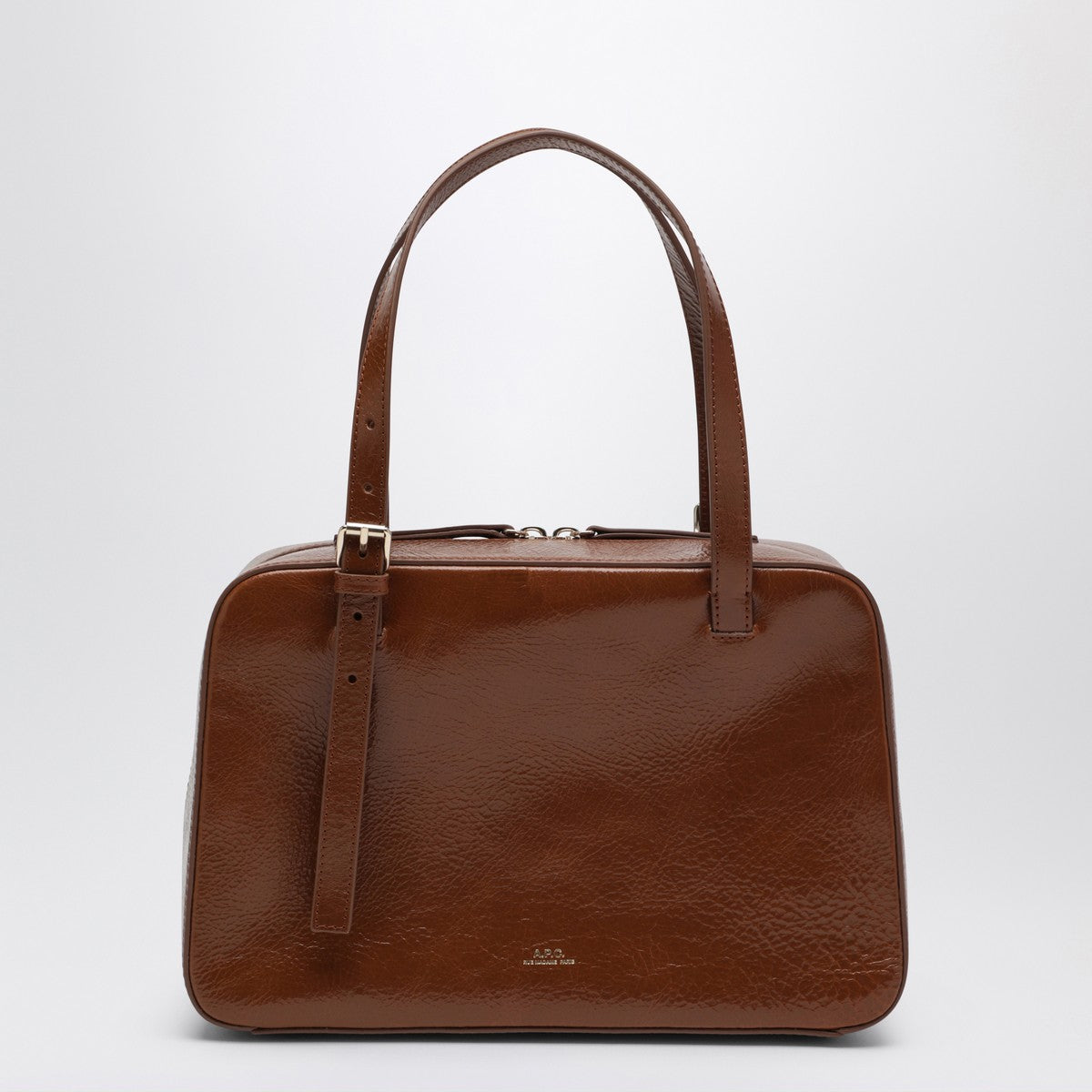 A.P.C. Virginia Box Coffee Leather Shoulder Bag brown