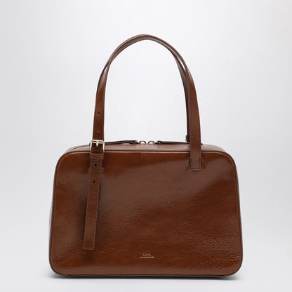 A.P.C. Virginia Box Coffee Leather Shoulder Bag brown