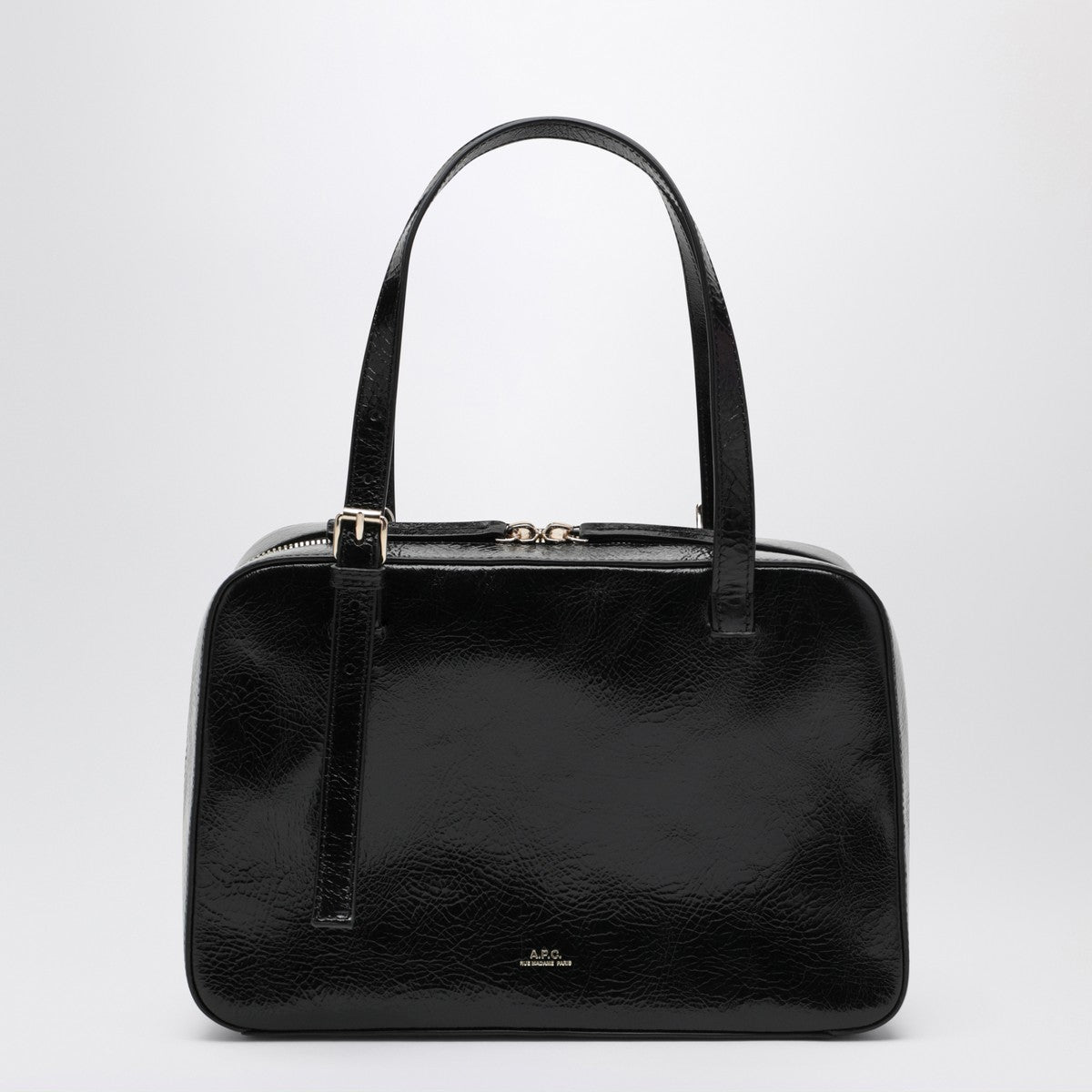 A.P.C. Virginia Box Bag in Beige Hammered Leather