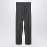 Max Mara Studio Dark Grey Pleated Wool Trousers with Belt Green