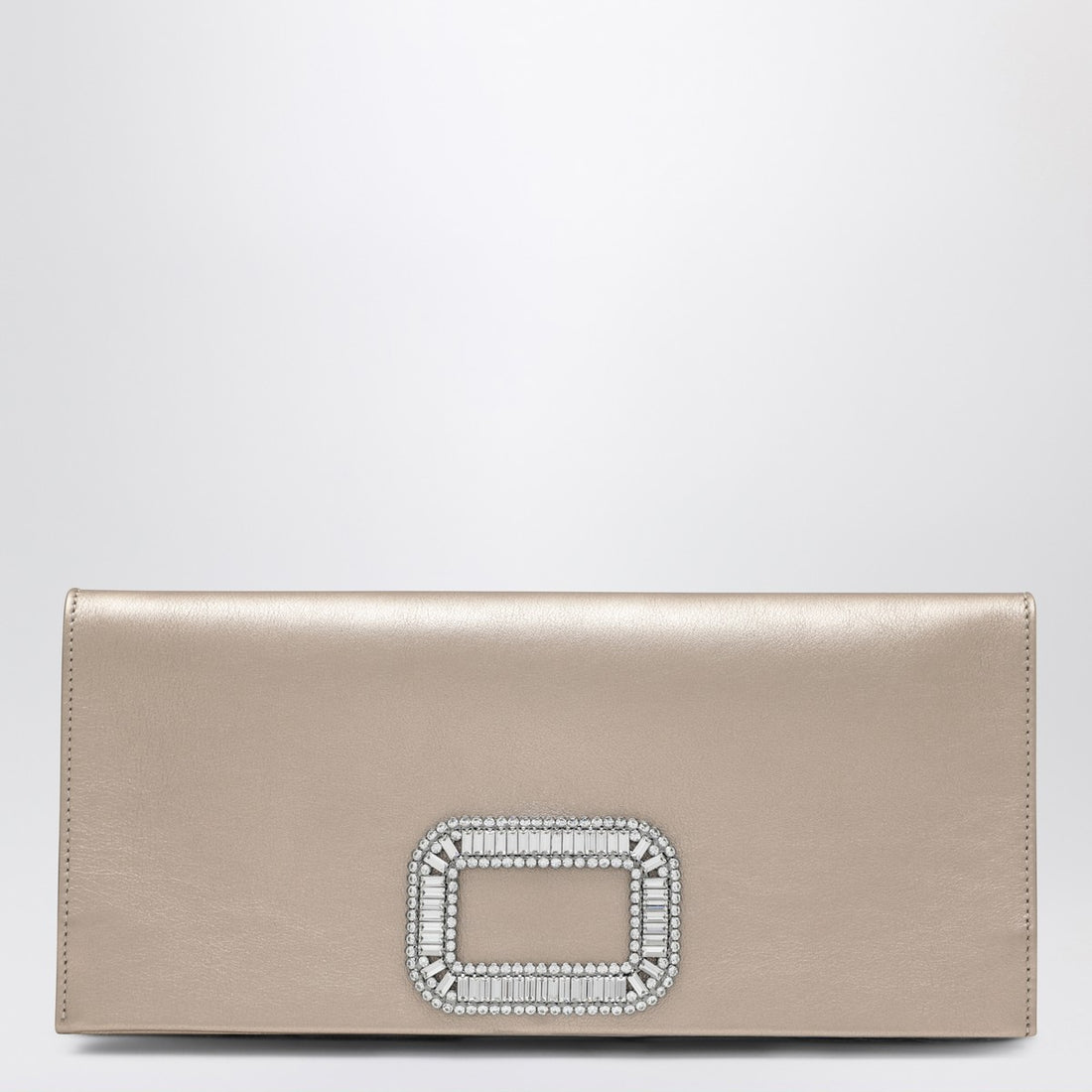 Roger Vivier Mini Pilgrim Satin Clutch Bag White