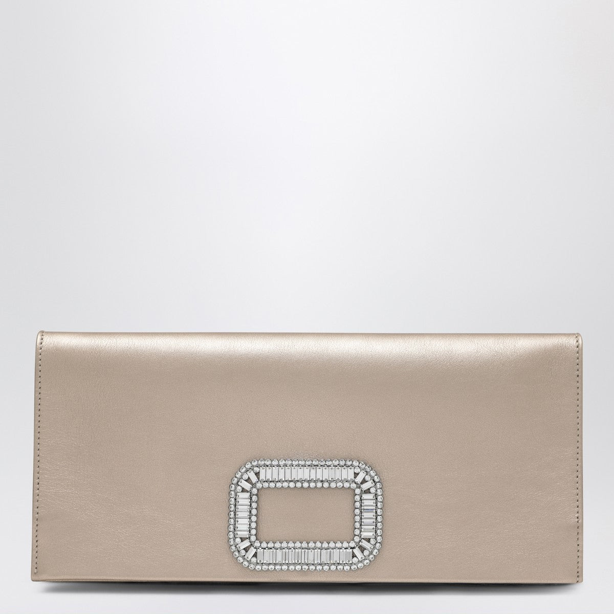 Roger Vivier Mini Pilgrim Satin Clutch Bag White