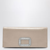 Roger Vivier Mini Pilgrim Satin Clutch Bag White