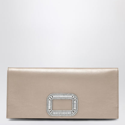 Roger Vivier Mini Pilgrim Satin Clutch Bag White
