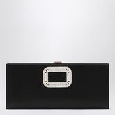Roger Vivier Pilgrim Black Satin Clutch With Jeweled Buckle Black