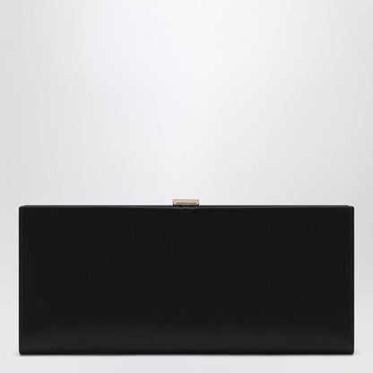 Roger Vivier Pilgrim Black Satin Clutch With Jeweled Buckle Black