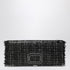 Roger Vivier Black Micro Sequin Pilgrim Clutch Bag with Jeweled Buckle Black
