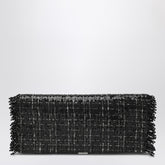 Roger Vivier Black Micro Sequin Pilgrim Clutch Bag with Jeweled Buckle Black