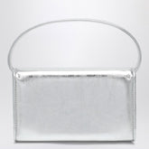 Roger Vivier Silver Leather Micro Pilgrim Bag with Crystal Buckle Metal