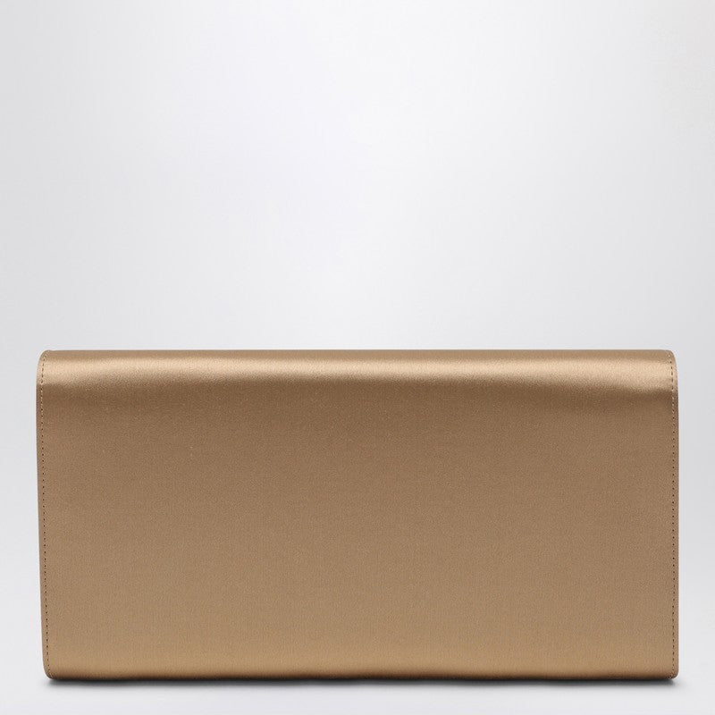 Roger Vivier Efflorescence satin clutch with crystal buckle beige