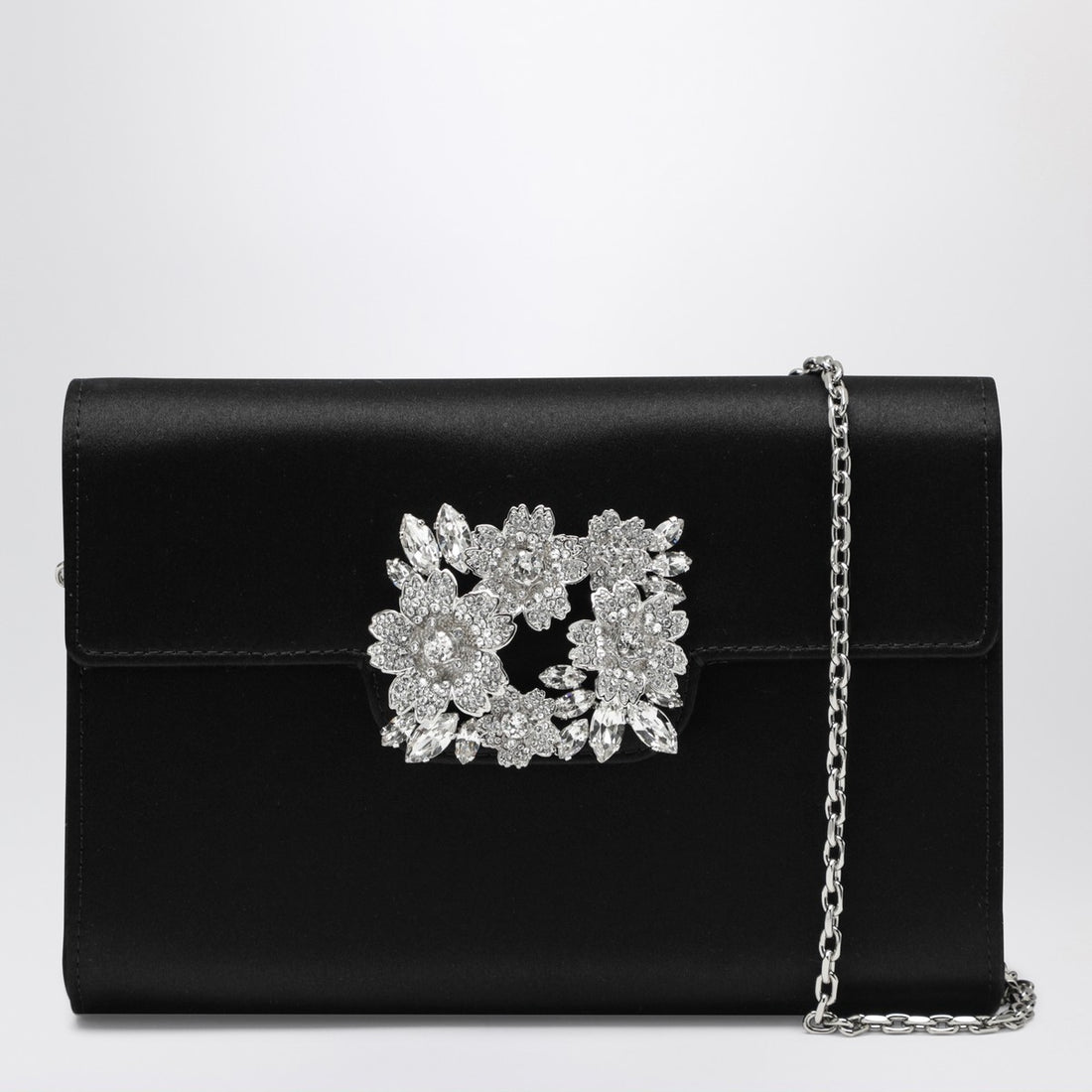 Roger Vivier Efflorescence Satin Mini Clutch Black black