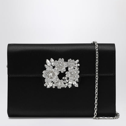 Roger Vivier Efflorescence Satin Mini Clutch Black black