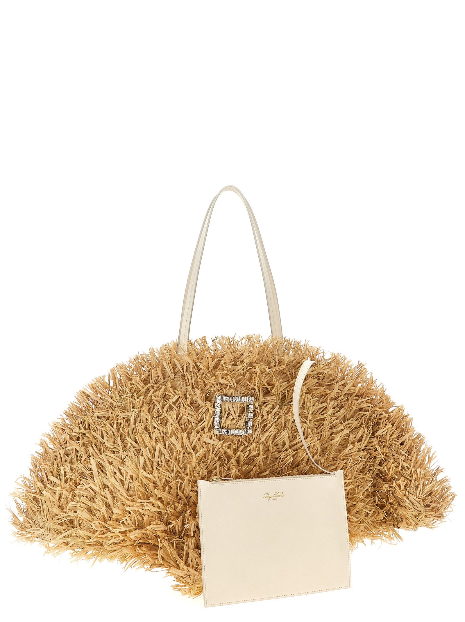 Roger Vivier Tres Vivier Panier Large Shopping Bag Beige