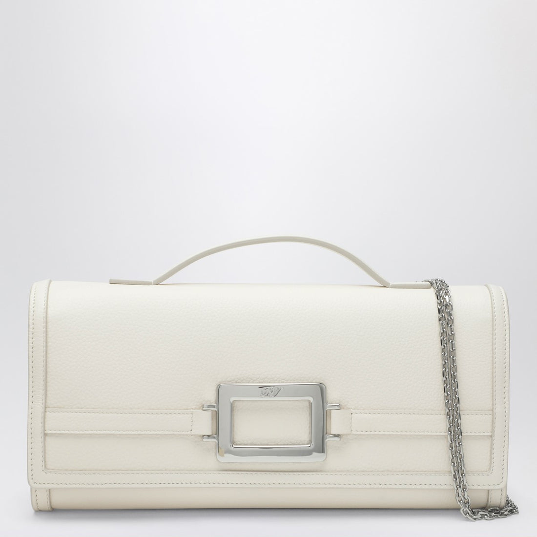 Roger Vivier Belle Vivier Leather Clutch White