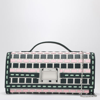 Roger Vivier Belle Vivier Woven Leather Clutch Multicolor