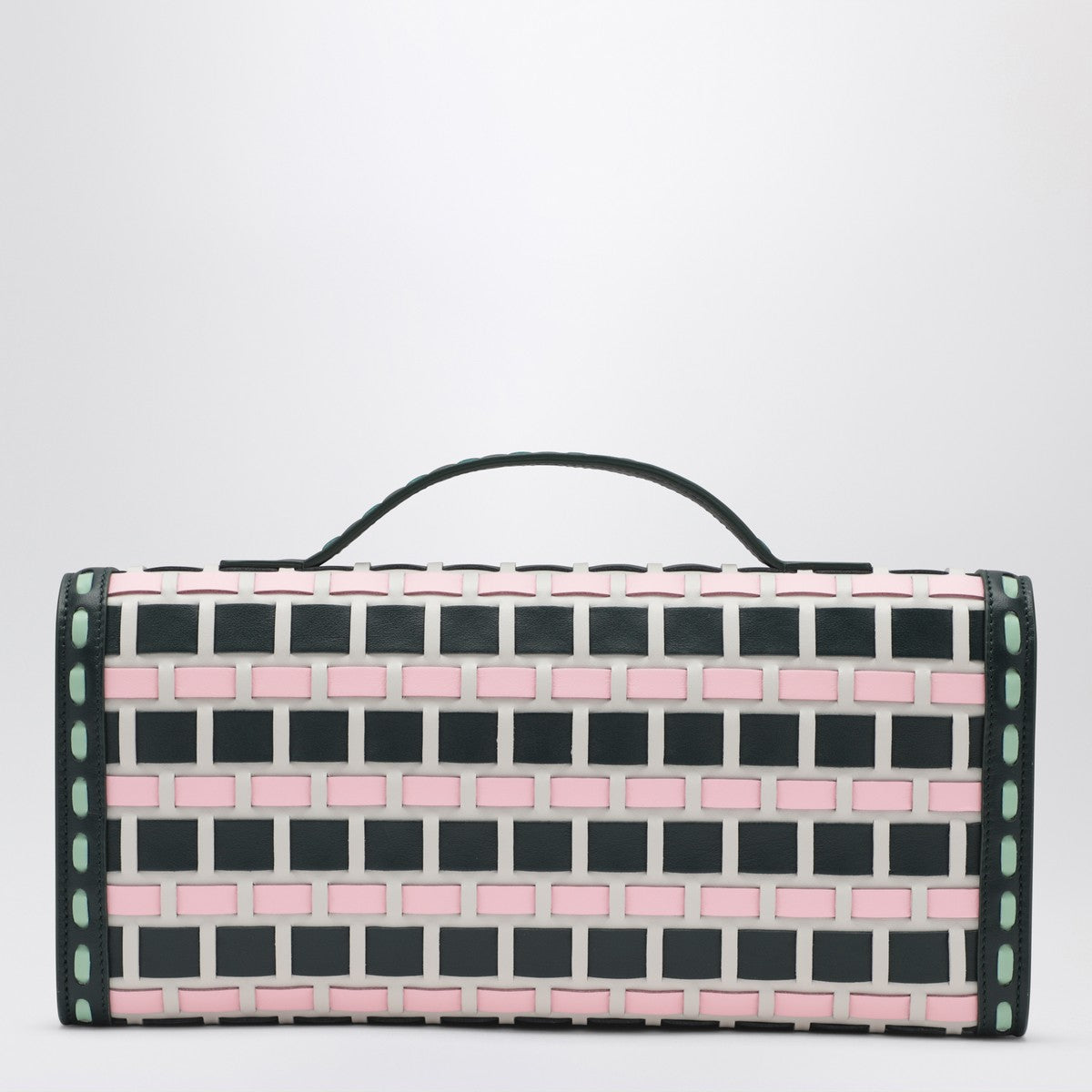 Roger Vivier Belle Vivier Woven Leather Clutch Multicolor