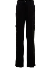 David Koma Satin Cargo Pants Black
