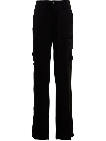David Koma Satin Cargo Pants Black