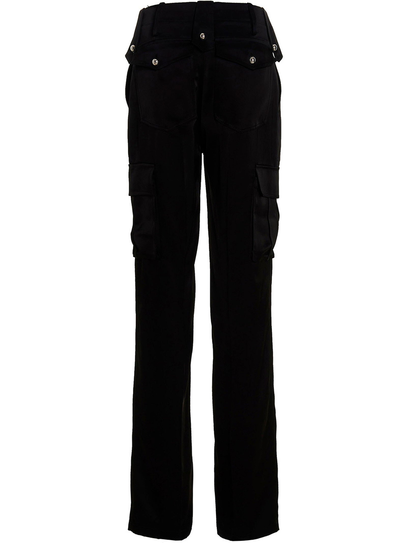 David Koma Satin Cargo Pants Black