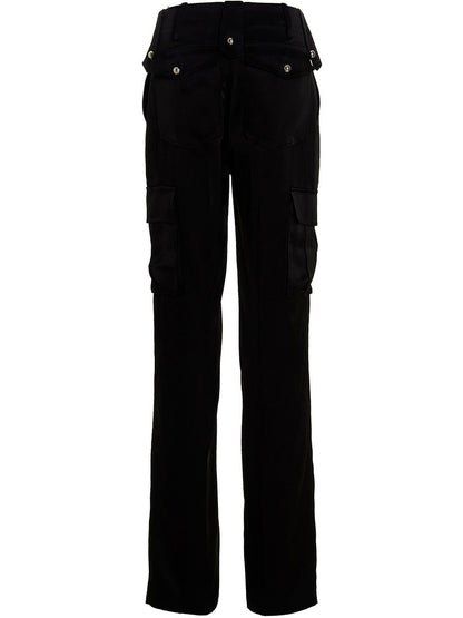 David Koma Satin Cargo Pants Black