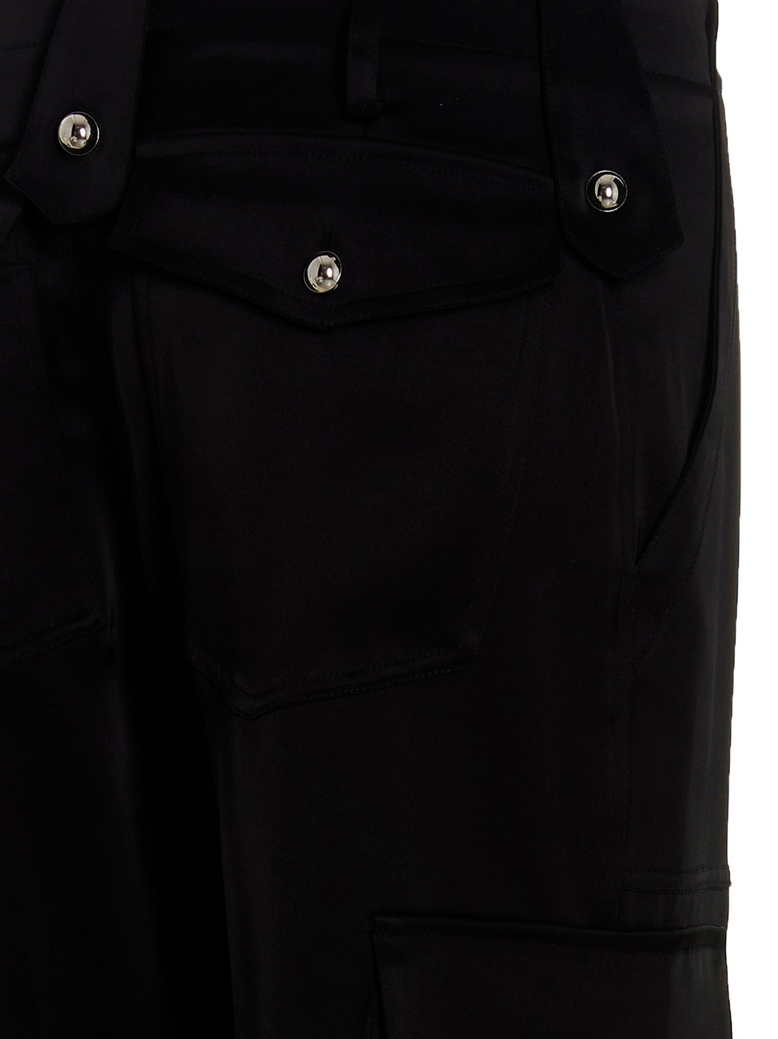 David Koma Satin Cargo Pants Black