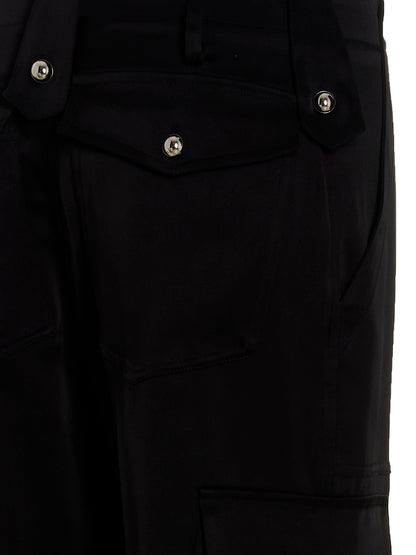 David Koma Satin Cargo Pants Black