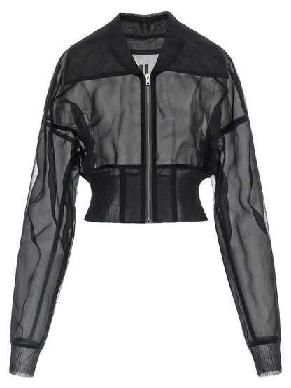 Rick Owens Dracucollar Cropped Bomber Jacket Black