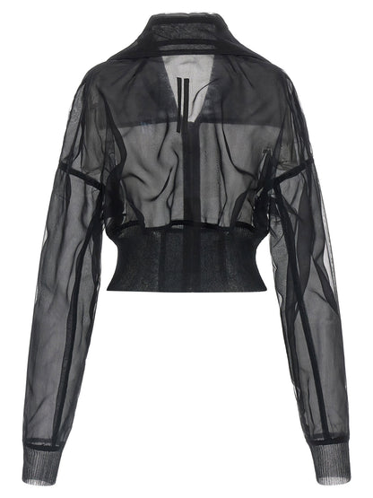 Rick Owens Dracucollar Cropped Bomber Jacket Black