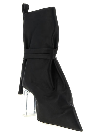 Rick Owens Tied Taco Kiss Ankle Boots Black
