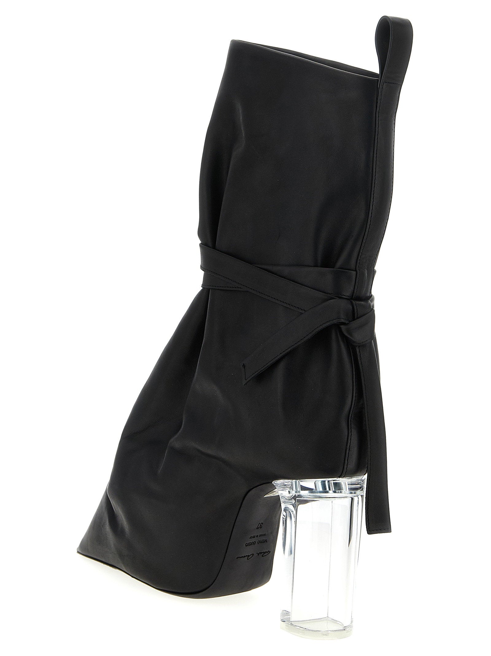 Rick Owens Tied Taco Kiss Ankle Boots Black