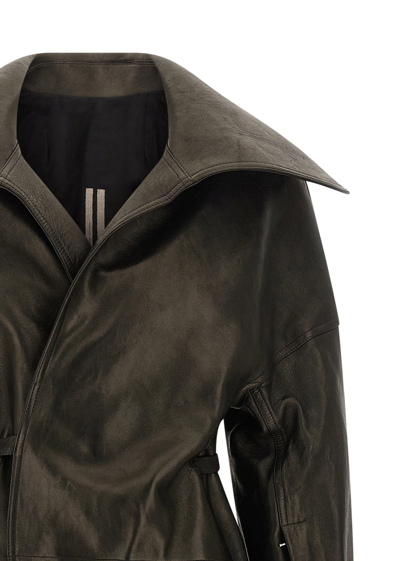 Rick Owens Dracucollar Belted Coat Black