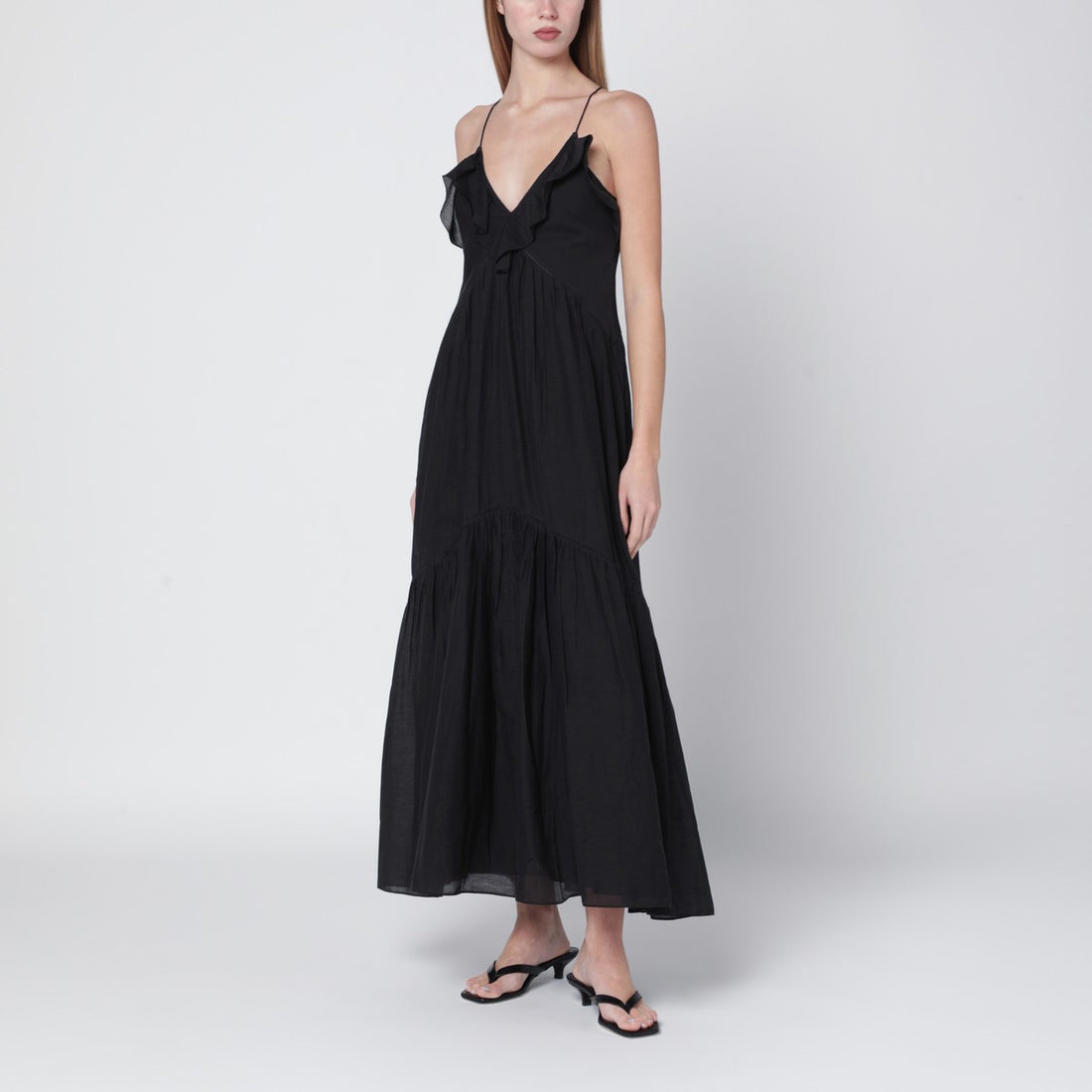 ISABEL MARANT Étoile Vasma Cotton-Voile Midi Dress Black