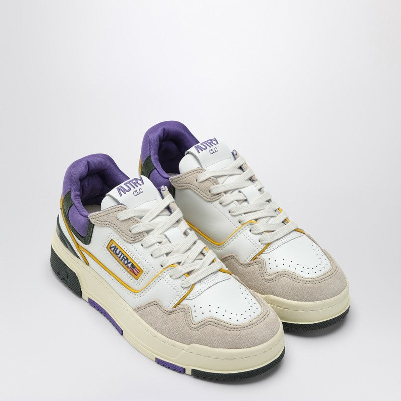 Autry Low CLC White, Purple and Dark Green Leather Sneakers purple