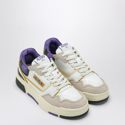 Autry Low CLC White, Purple and Dark Green Leather Sneakers purple