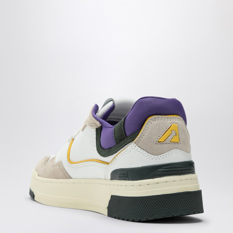 Autry Low CLC White, Purple and Dark Green Leather Sneakers purple