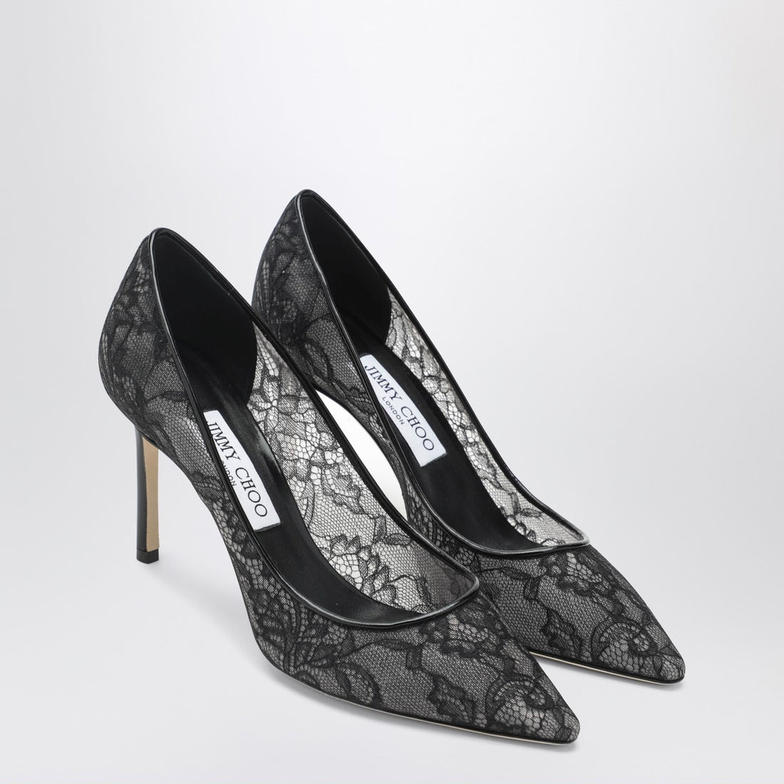Jimmy Choo Romy 85 Lace Pointed-Toe Pumps Black