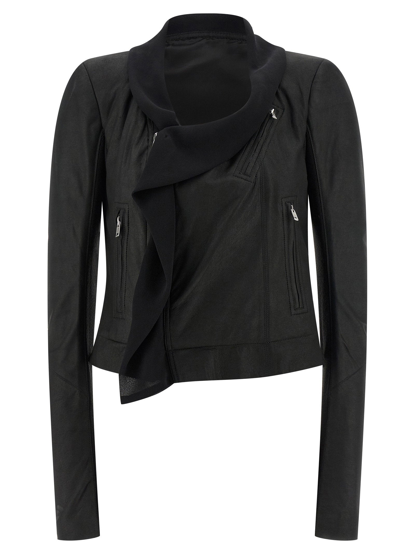 Rick Owens Scarf Biker Jacket Black