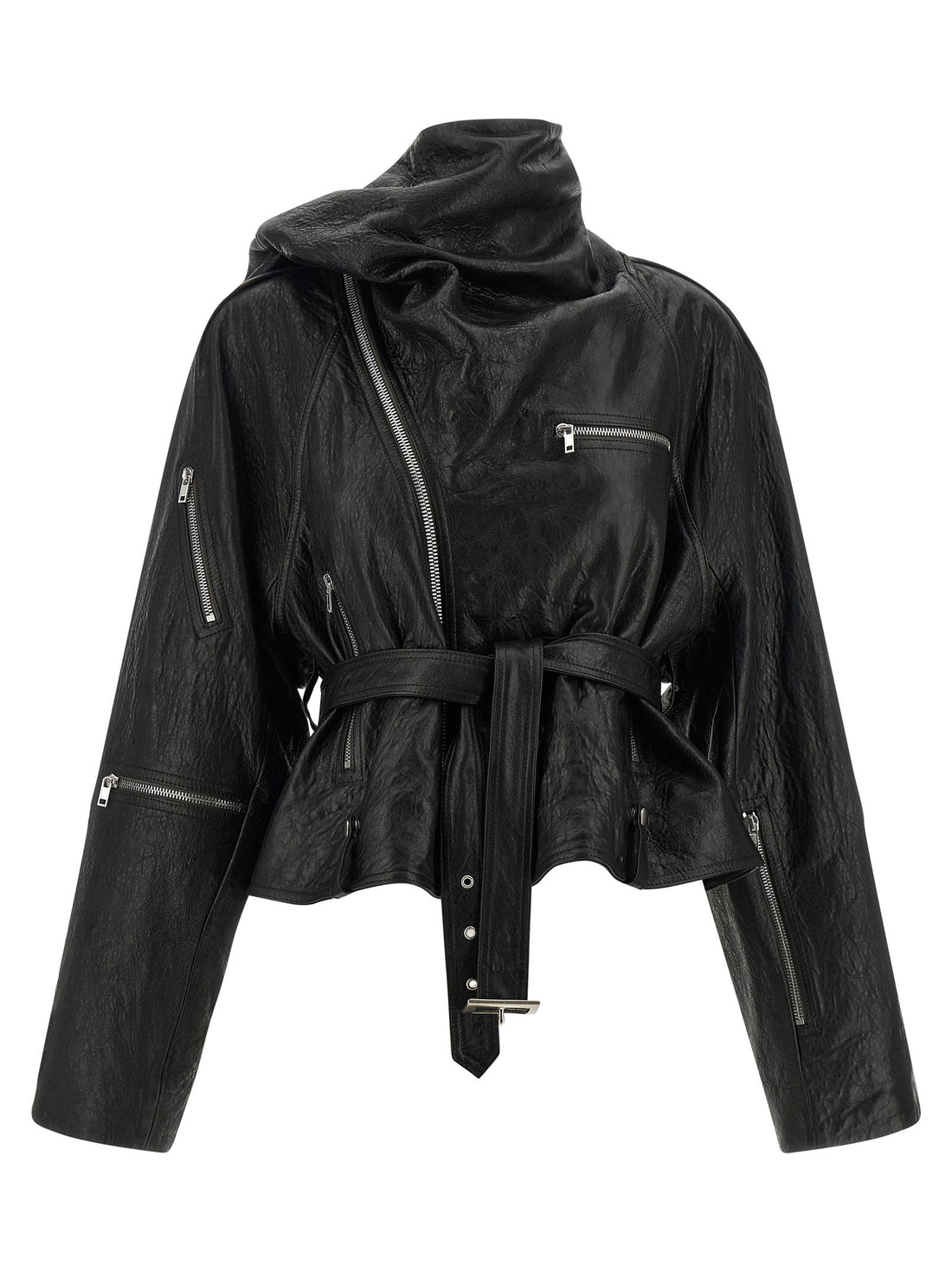 Rick Owens Cropped Scarf Flight Jacket Black