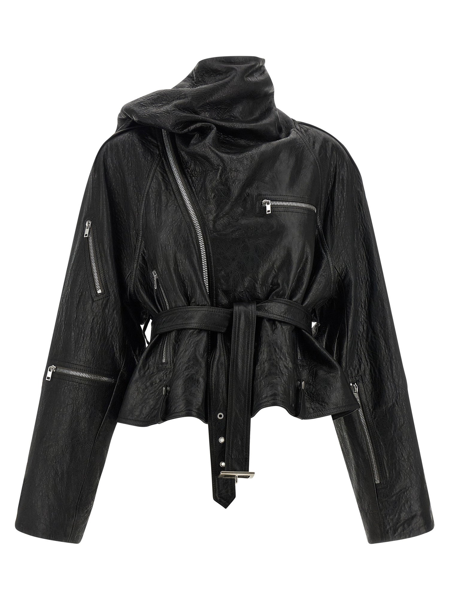 Rick Owens Cropped Scarf Flight Jacket Black