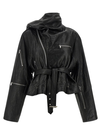 Rick Owens Cropped Scarf Flight Jacket Black