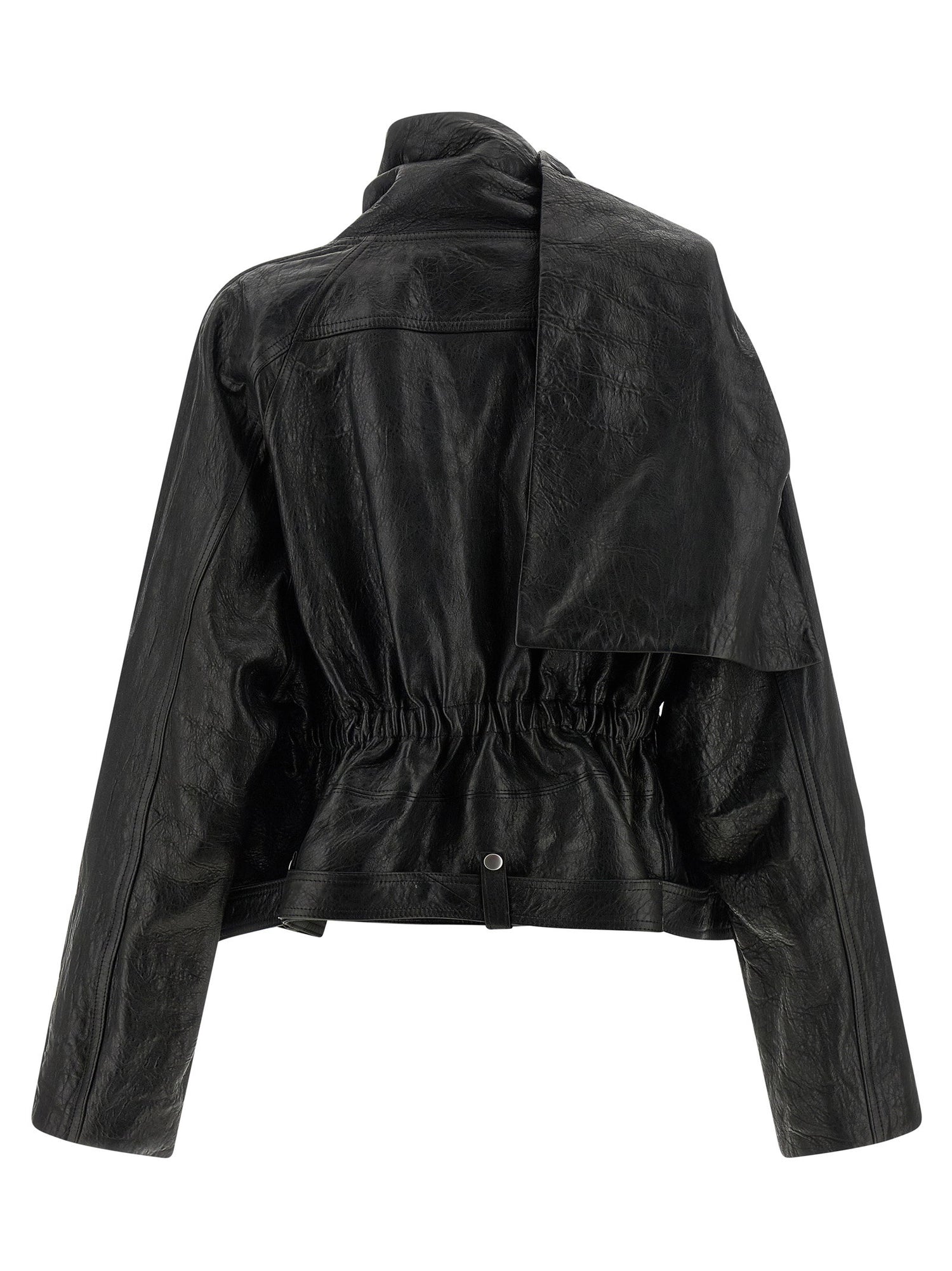 Rick Owens Cropped Scarf Flight Jacket Black