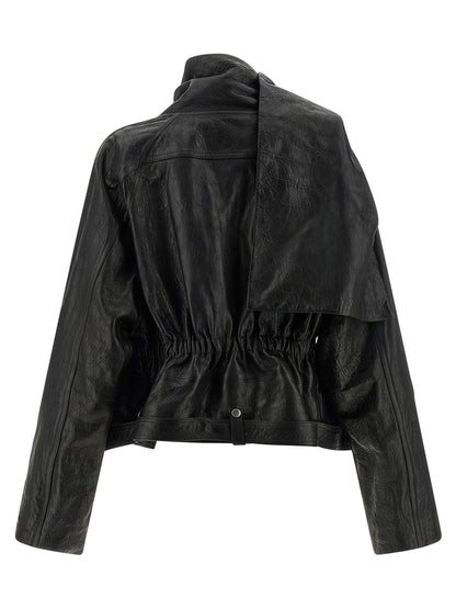 Rick Owens Cropped Scarf Flight Jacket Black